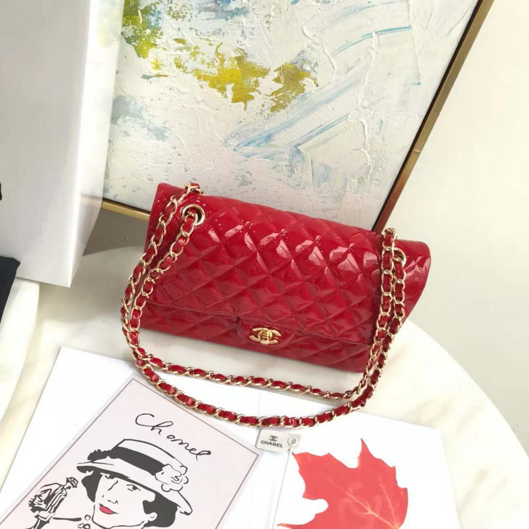Chanel A01112 Flap Classic 11.12 Bag Patent Leather Red