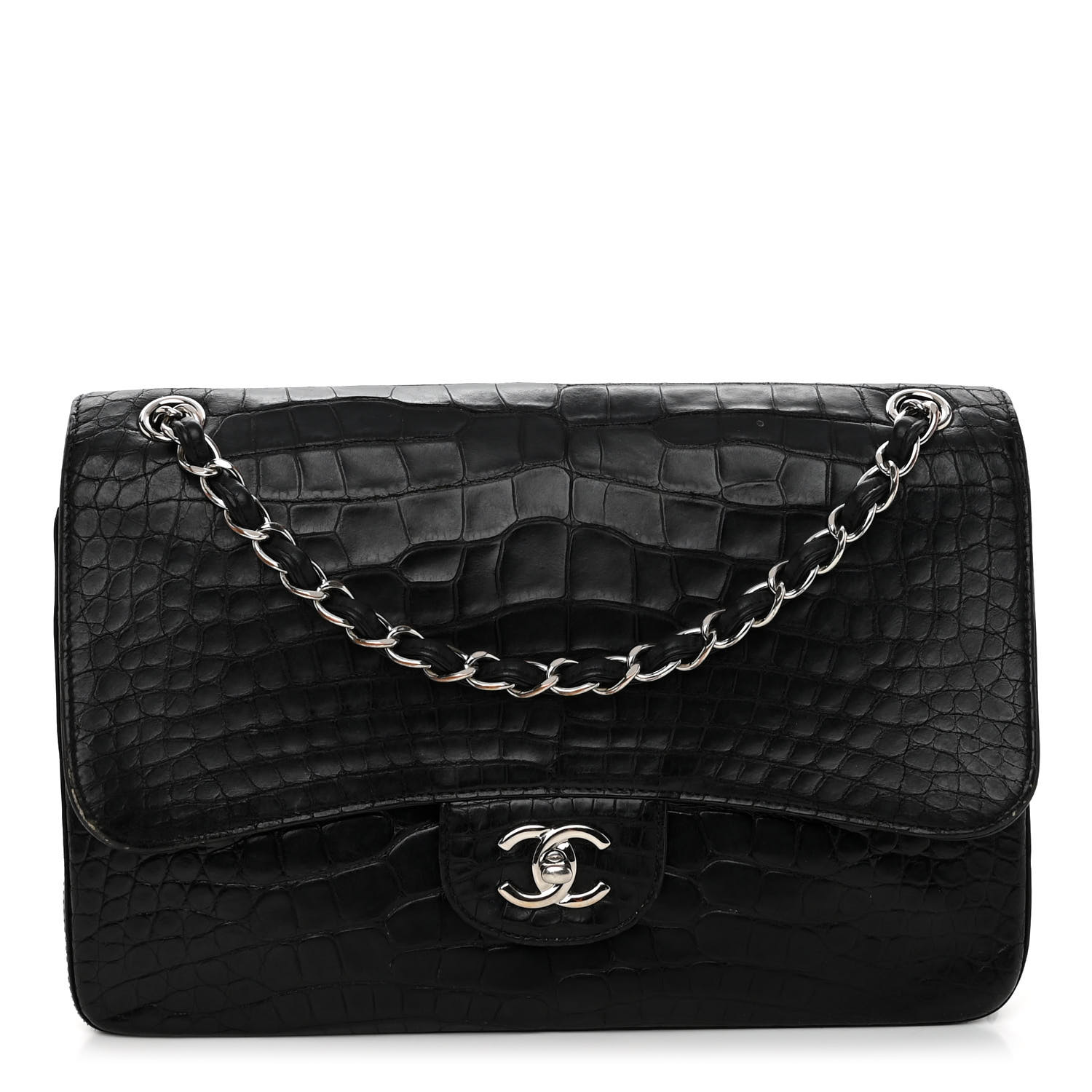Chanel Alligator Jumbo Double Flap Black