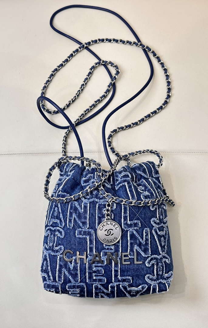 Chanel AS3980 22 Mini Bag Washed Denim Blue