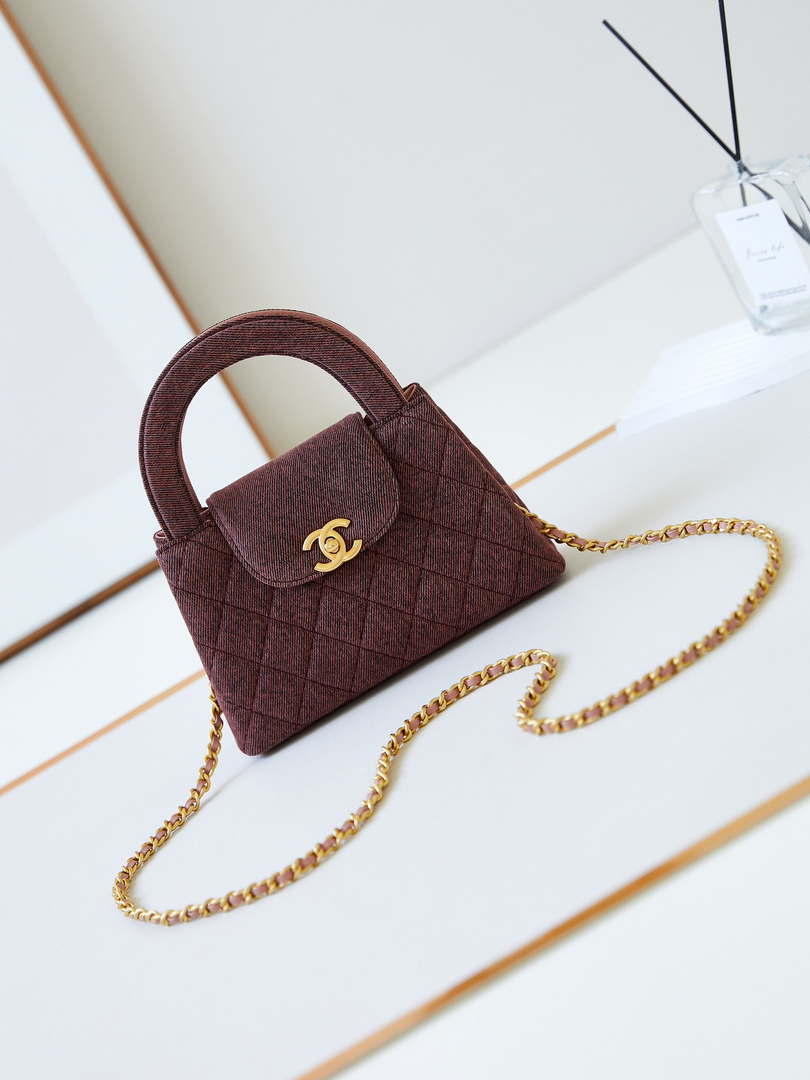 Chanel AS4416 Mini Shopping Bag Washed Denim Orange Black