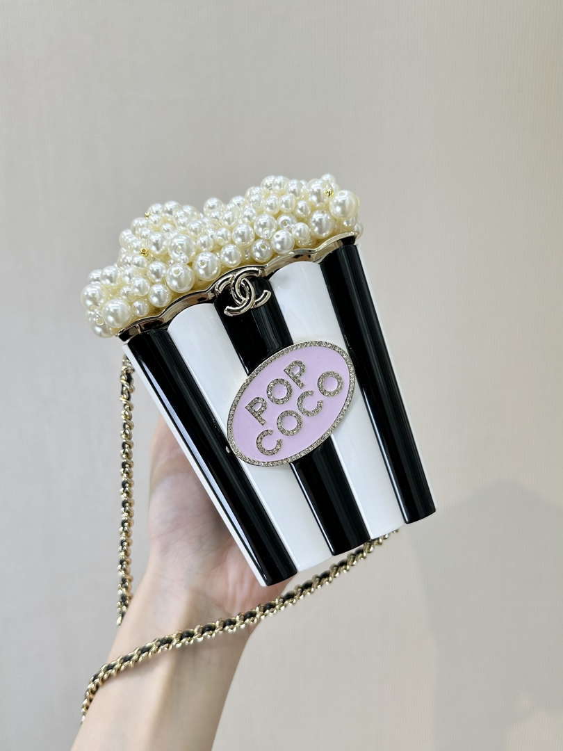 Chanel AS5217 Resin Enamel Imitation Pearls White Black Light Pink