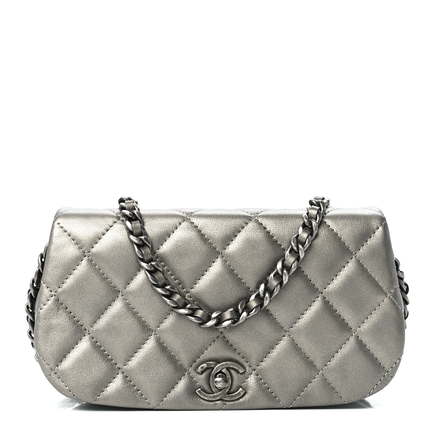 Chanel Flap Clutch With Chain Ruthenium