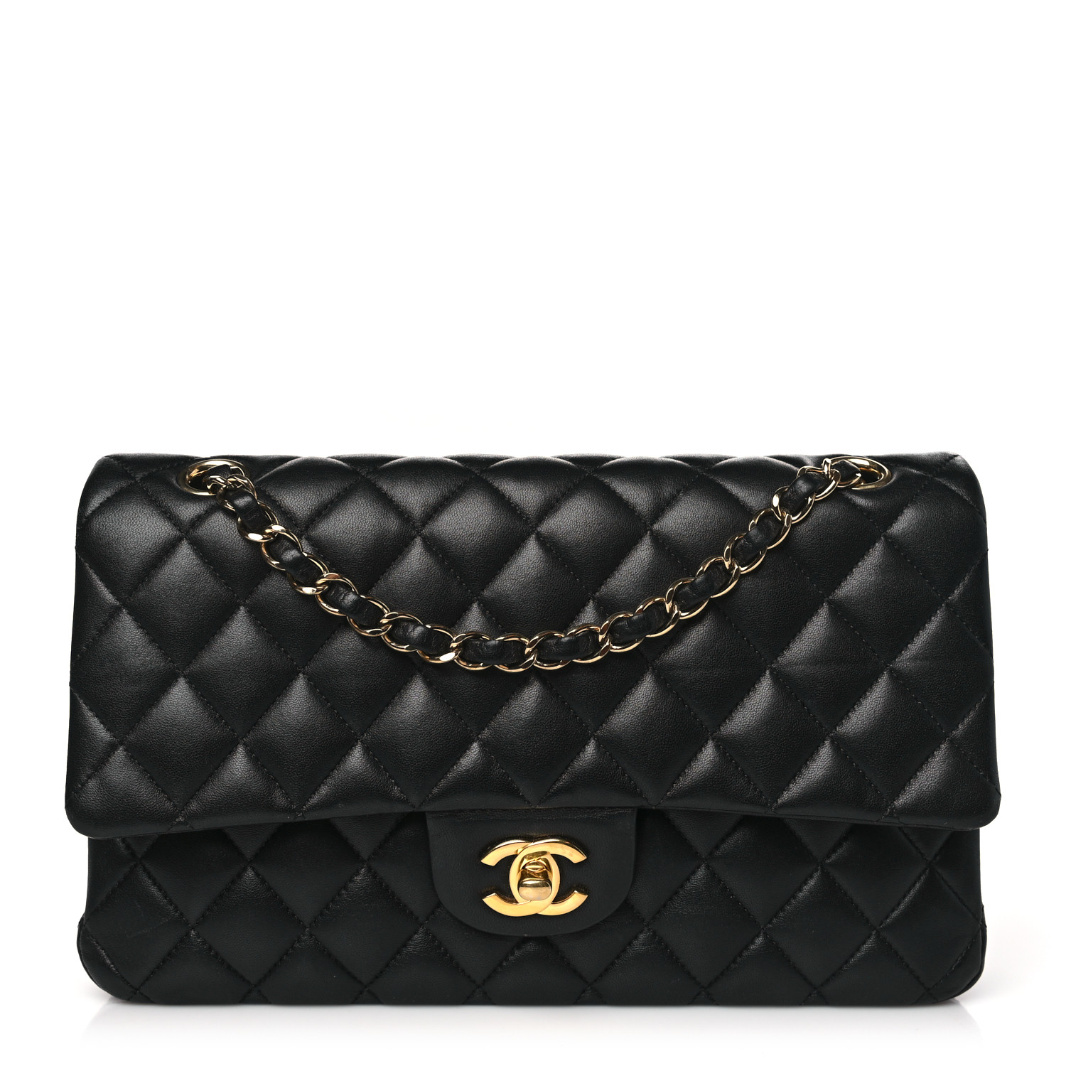 Chanel Lambskin Leather Medium Double Flap Black