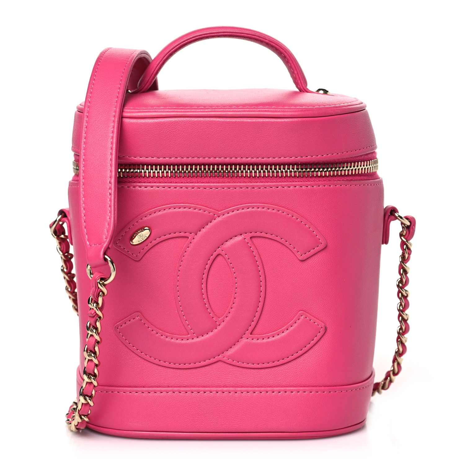 Chanel Lambskin Timeless Vanity Cosmetic Case Pink