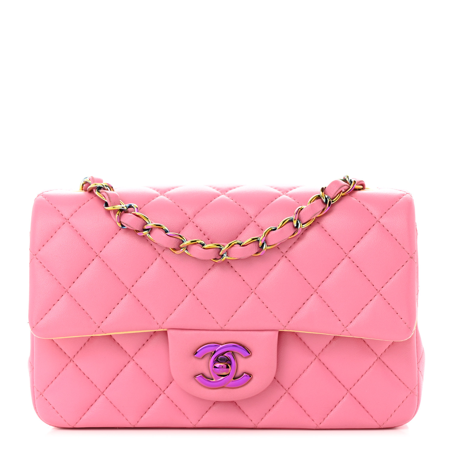 Chanel Mini Rectangular Flap Pink Yellow