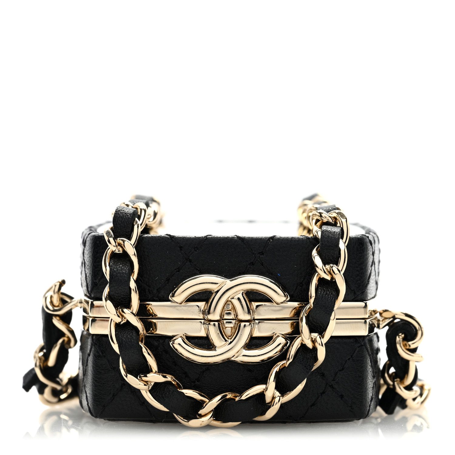 Chanel Small Beauty Box Clutch With Chain Black