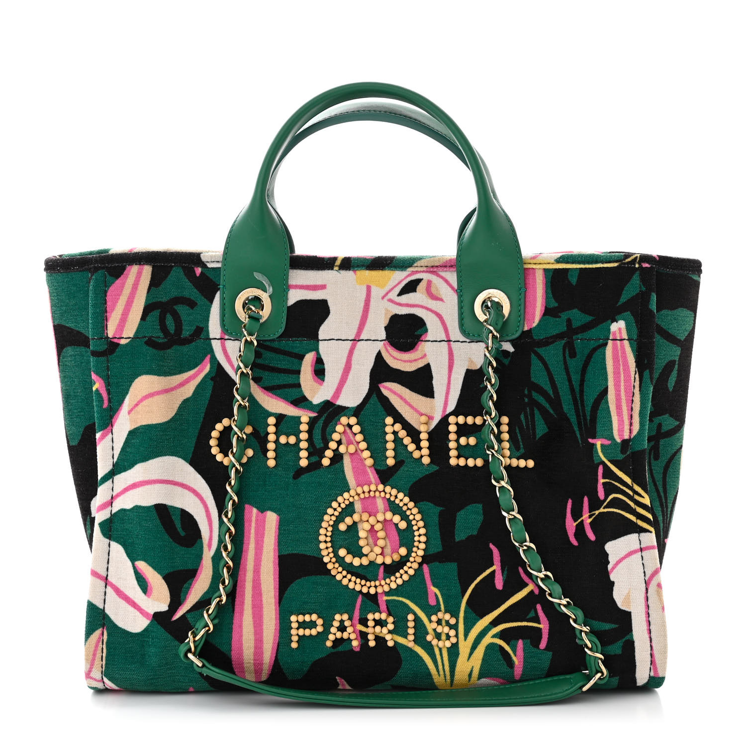Chanel Small Deauville Tote Pink Green Black