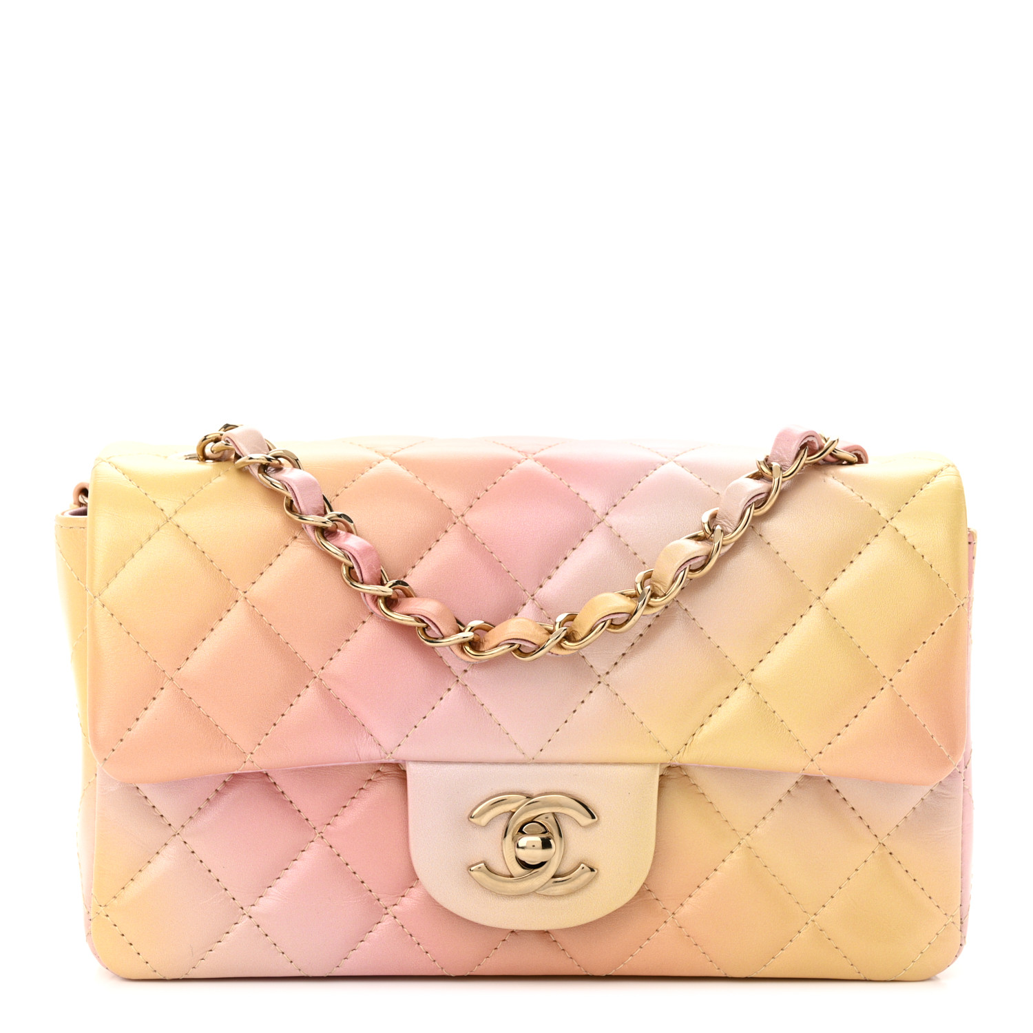 Chanel Tie Dye Ombre Mini Rectangular Flap Yellow Multicolor