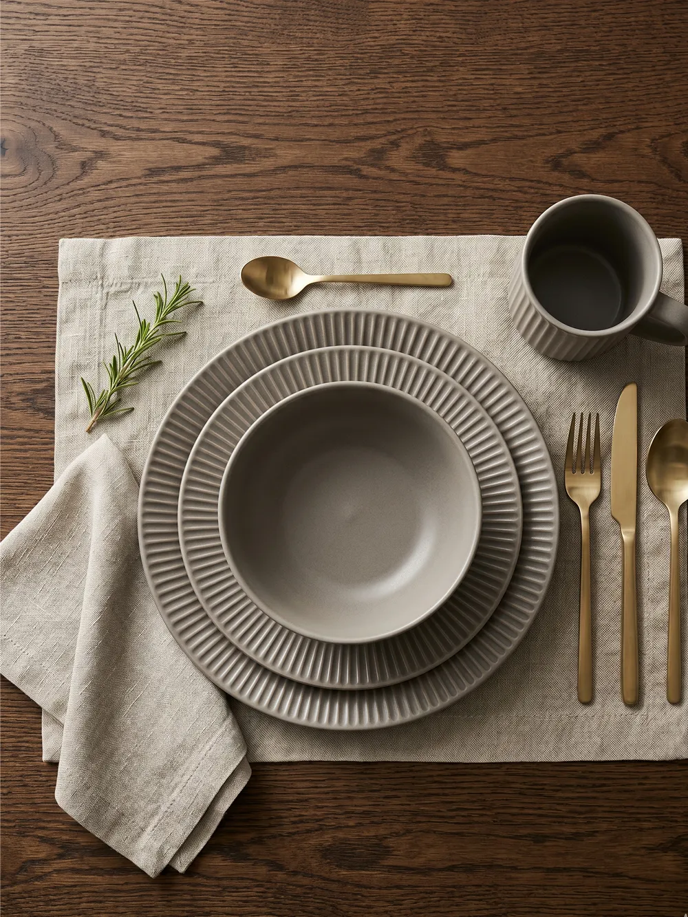 Alden Ribbed Stoneware Set - Image 1