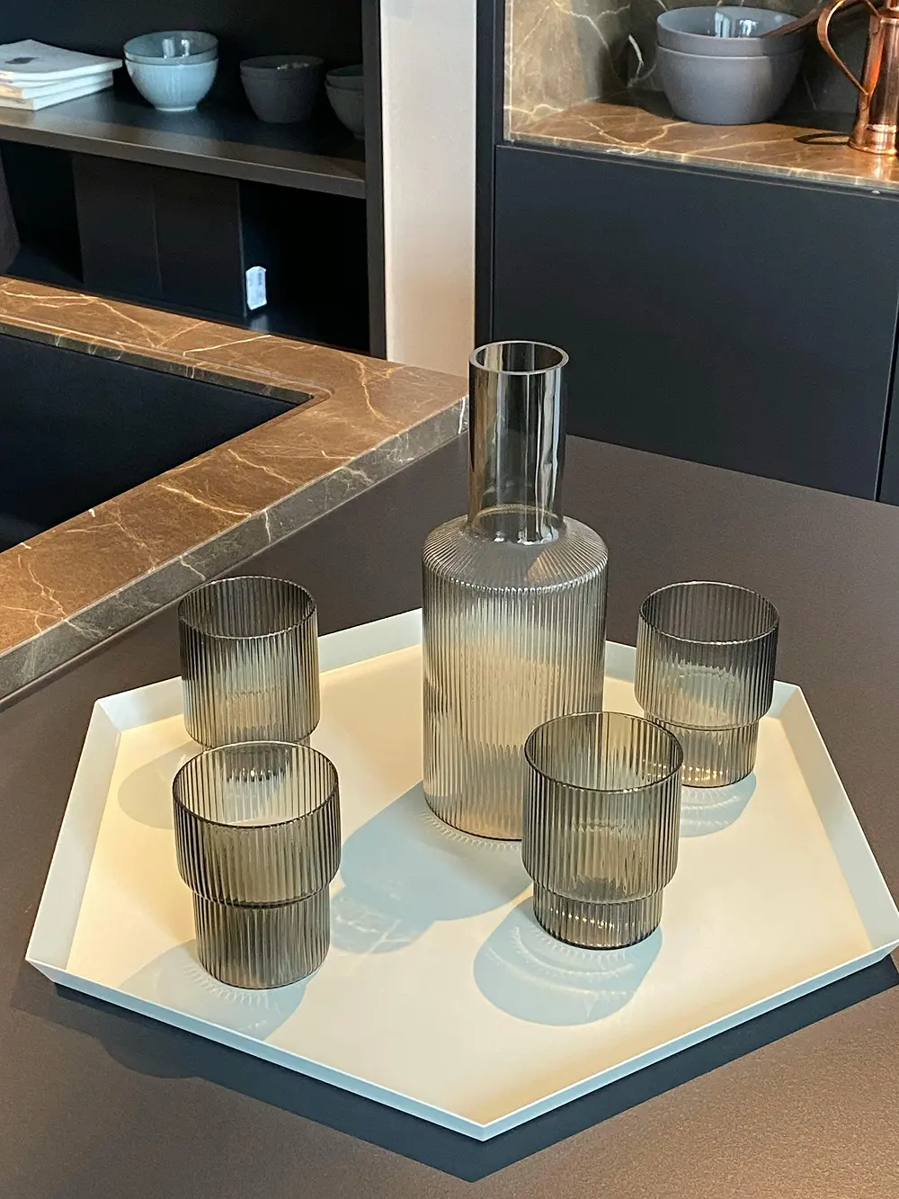 Ribbed Glass Carafe - Image 1